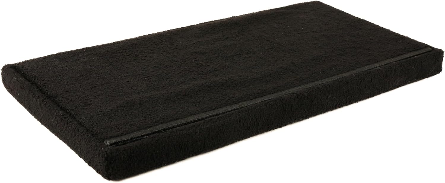 Luxe L 100% Faux Fur Go-Poufs Black Teddy Boucle Storage Ottoman, 30"x15"x15" Rectangular, Knock-Down Durable Easy Assembly, Hidden Compartment, Modern Rustic Traditional Sleek Seating, Small Spaces