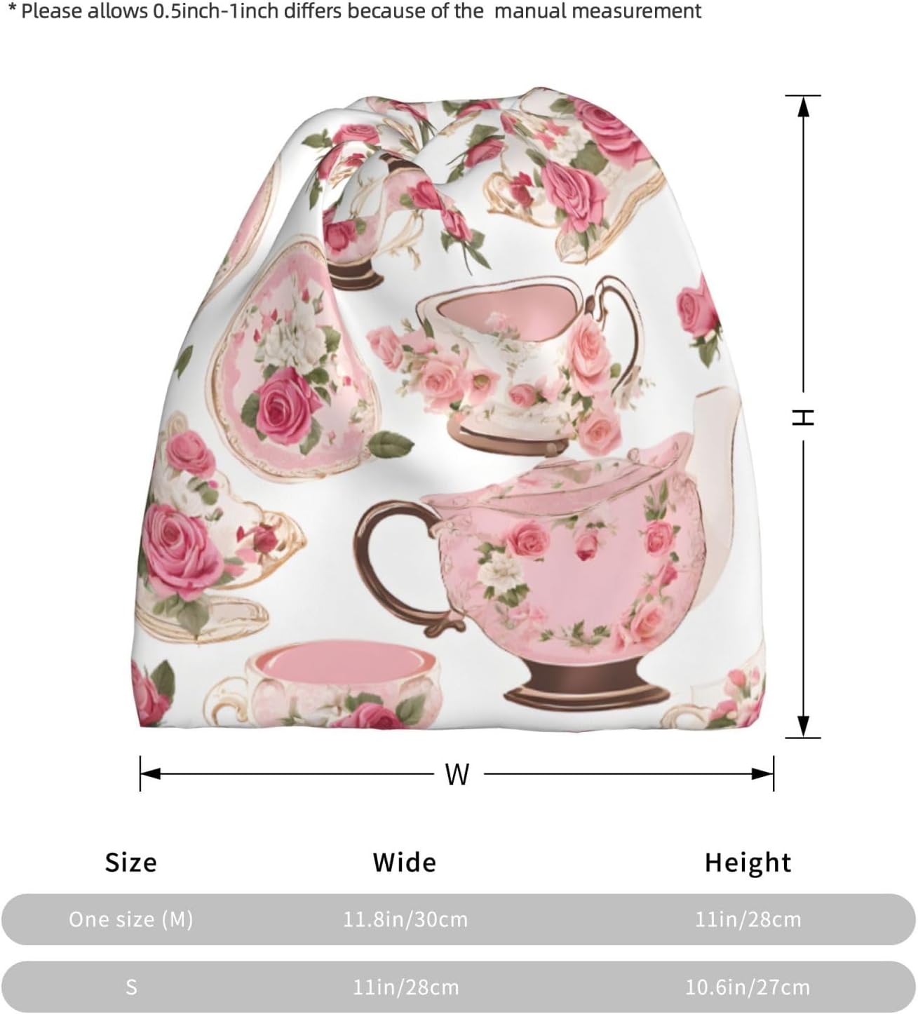 (Tea Cups with Roses Romantic Shabby) Multi-Functional Convertible Brimless Hat for Daily Outdoor Travel Use -