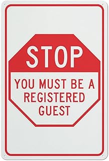 Registered Guest Only Access Sign 8"x12", UV weatherproof aluminum plate, hotel resort gated community use, members onlys entry outdoor access control notice