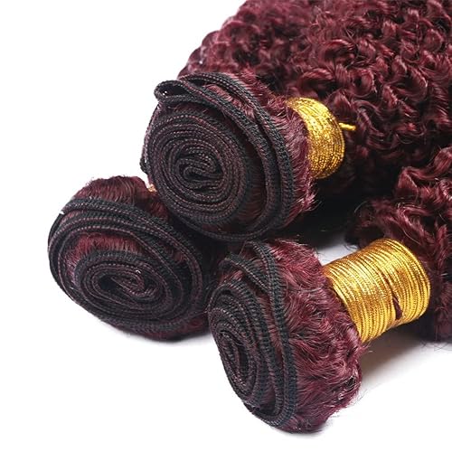 Miniatura 8 de Pure Color 99J - Extensiones de trama de cabello humano rizado 99J de 10 a 30 pulgadas, sin procesar, color rojo vino, 3 piezas para mujer (22, 24,