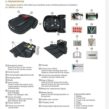 Fully Automatic Intelligent Lawn Mower, Lawn Mower Robot with APP Control, Automatic Grass Mower for 800㎡ Lawn, Automatic Charging Wifi Smartphone for Lawn/Garden