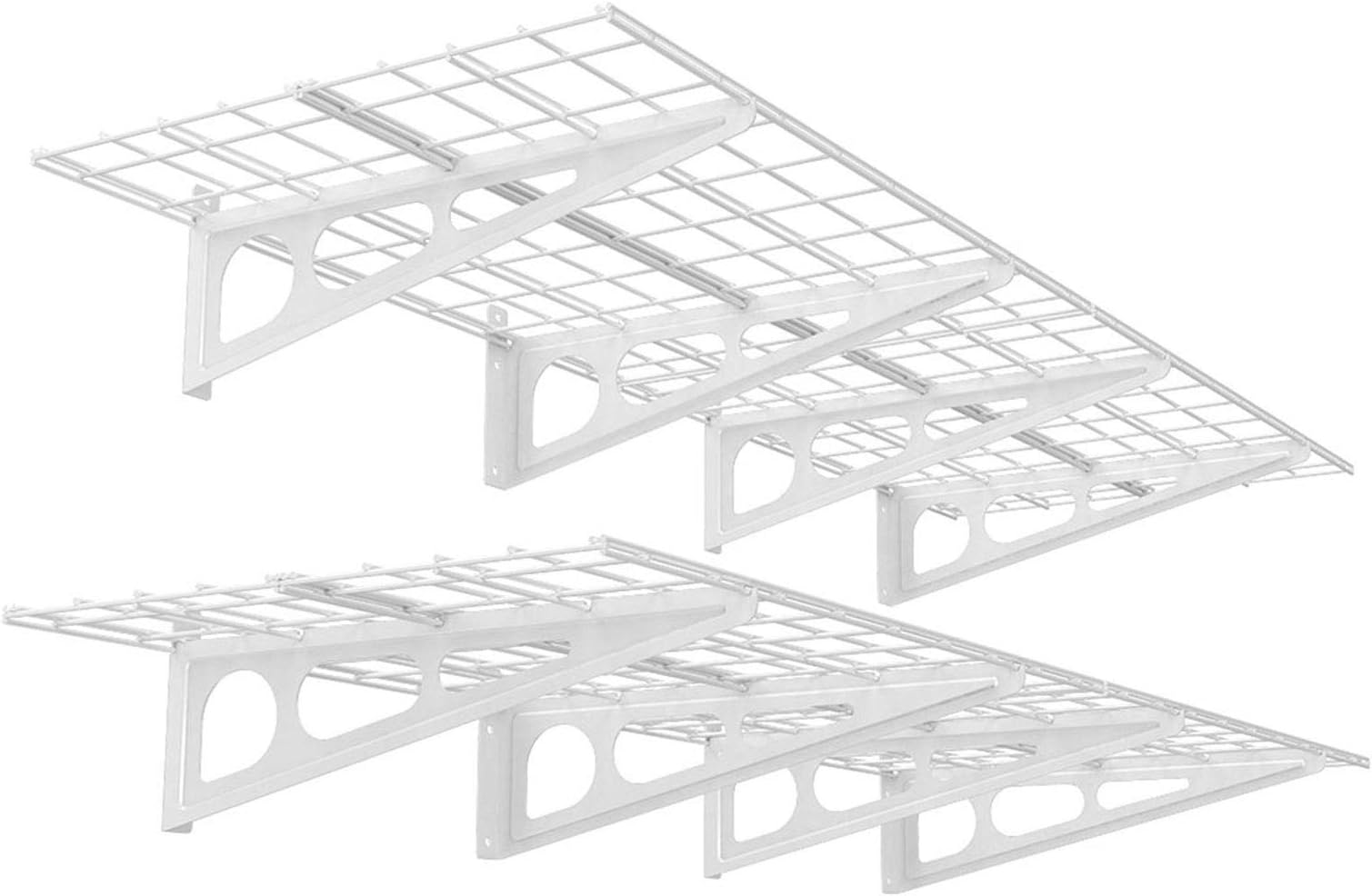 Fleximounts2-Pack 2x6ft 24-inch-by-72-inch Wall Shelf Garage Storage Rack Floating Shelves, White