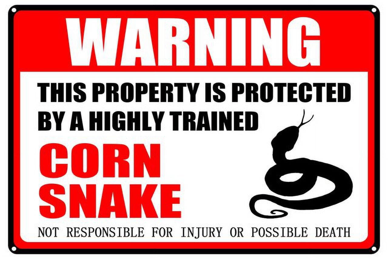 Corn Snake Warning Aluminum Metal Sign 12"x8" Pet Gift For Reptile Owners - This Property Is Protected By Highly Trained Corn Snake