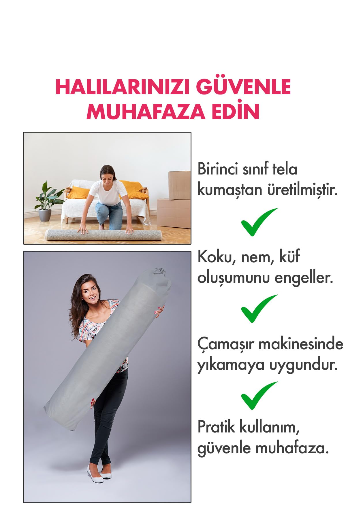 Halı Hurcu, Halı Saklama Kılıfı, Halı Organizeri (Gri, Yolluk Hurcu)