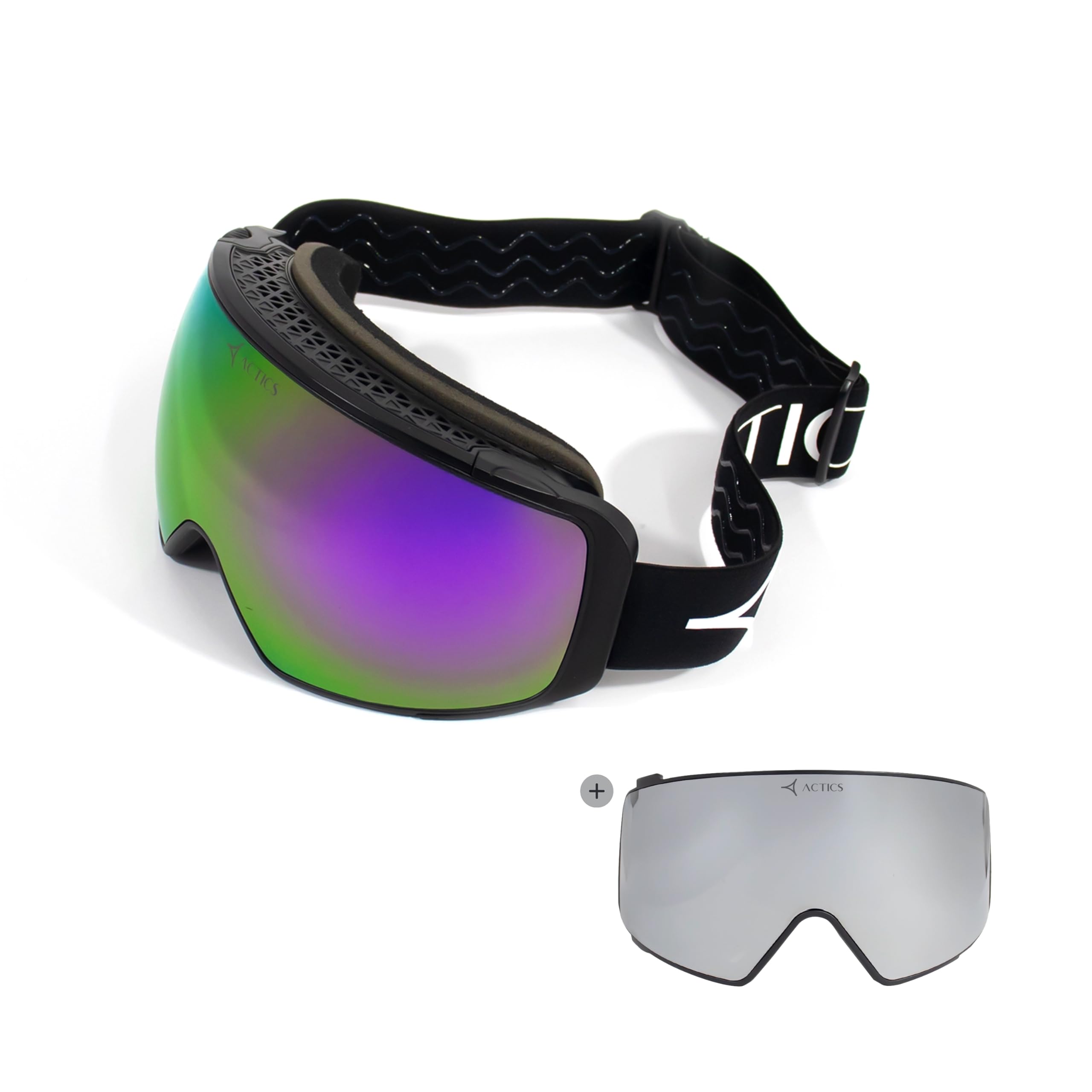 Eagle 1 - Maschera da sci Pro-Level, con potente lente magnetica intercambiabile, protezione UV400 al 100%, per uomini e donne, colore: nero