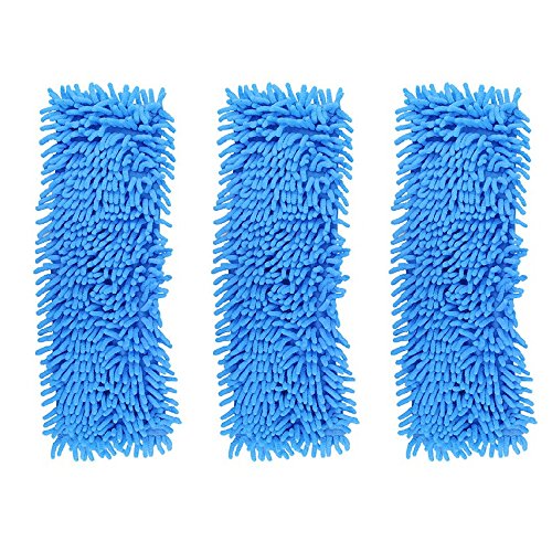 Accessotech Extendable Microfibre Floor Mop Cleaner Sweeper Wooden Laminate Tile Wet Dry (x3 Replacement Mop Heads Blue)