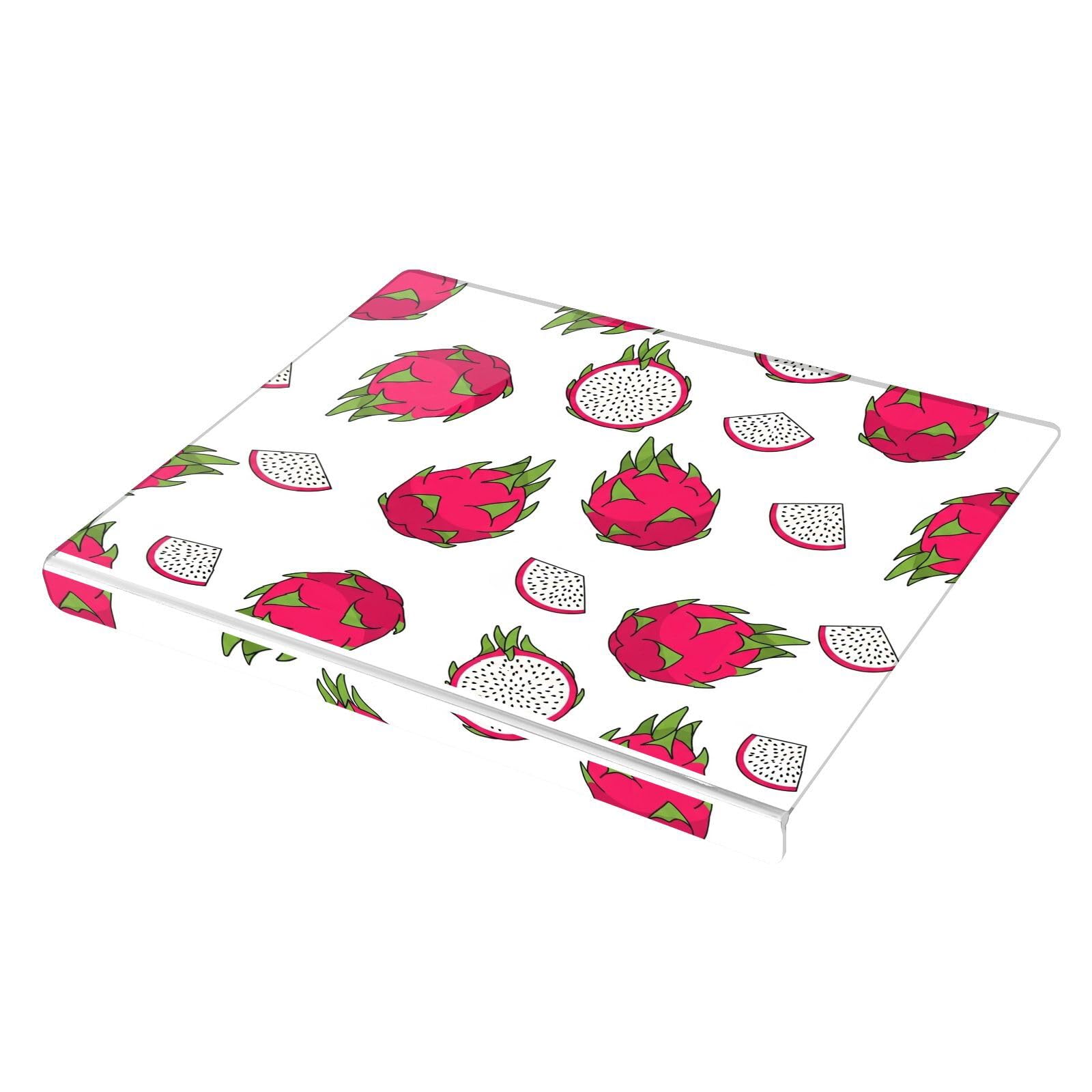Fruit Dragonfruit White Print Cutting Board for Kitchen Acrylic Cutting Board with Counter Lip Non-Slip Chopping Boards for Kitchen Countertop Decor Meat Vegetables, 16.5" x 13.4"