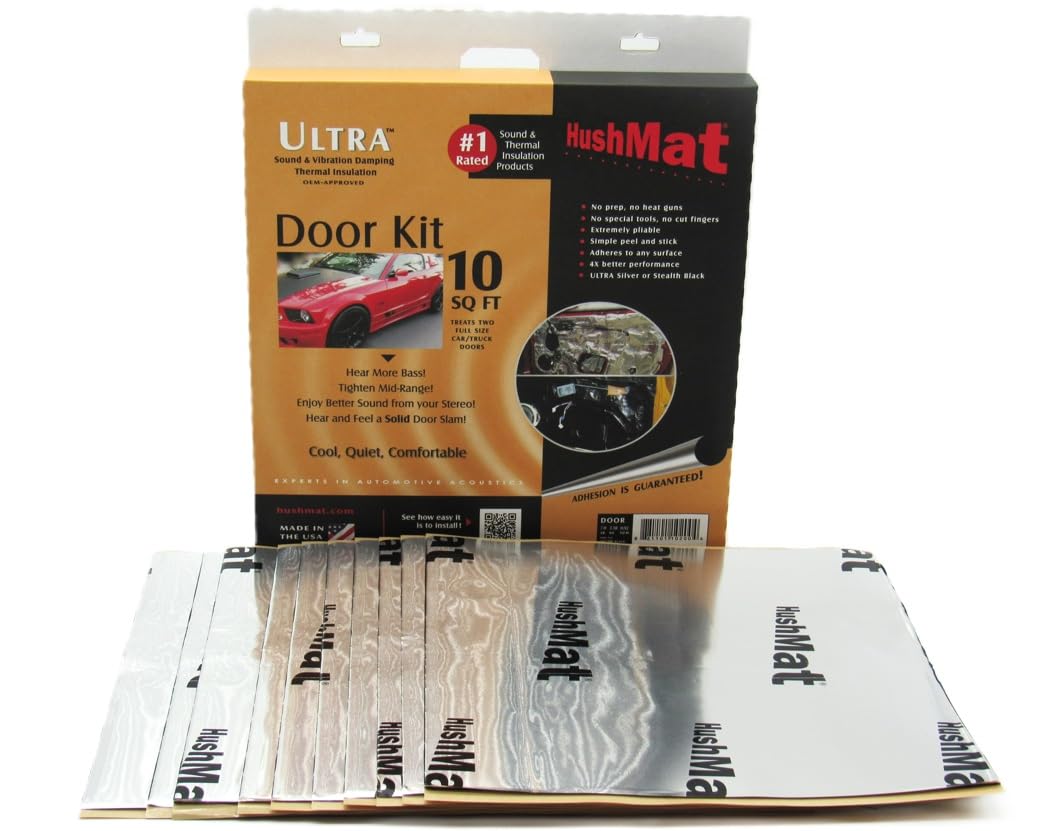 HushMat 10201 Door Kit - 10 Sheets of 12" x 12" Silver Ultra Sound Deadening & Thermal Insulation - 10 Sq. Ft.