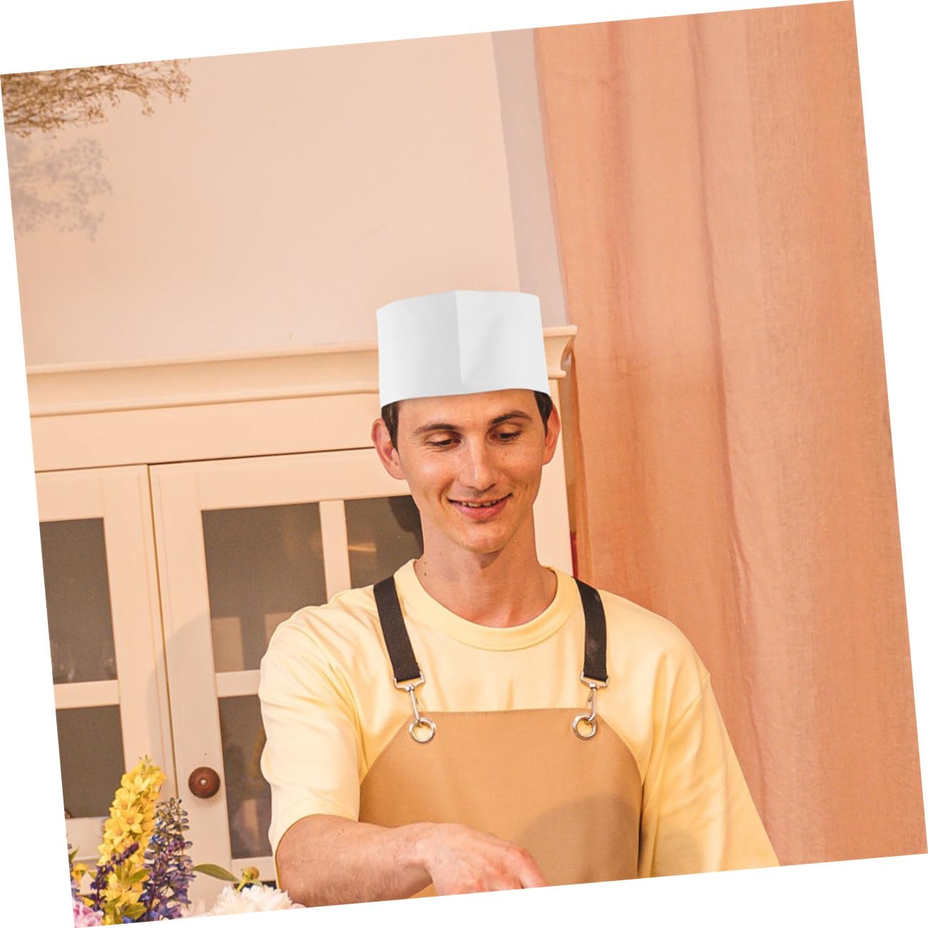 50 Piezas Sombreros de Chef Unisex Gorras Desechables para Cocina Profesional Material Transpirable y Resistente para Hombres y Mujeres Restaurantes