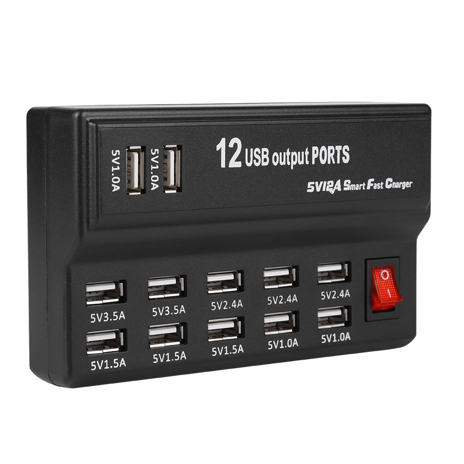 Hub USB 3.0, Hub Splitter USB 12 porte, Hub USB 3.0 5 V 12 A con adattatore di alimentazione per telefoni PC MP3 MP4 e altri dispositivi con ampia compatibilità per la casa
