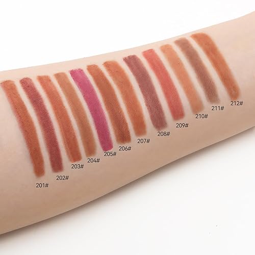 Miniatura 5 de Boobeen Juego de 12 lápices delineadores de labios, delineador de labios mate de larga duración, lápiz delineador de labios cremoso suave y suave,