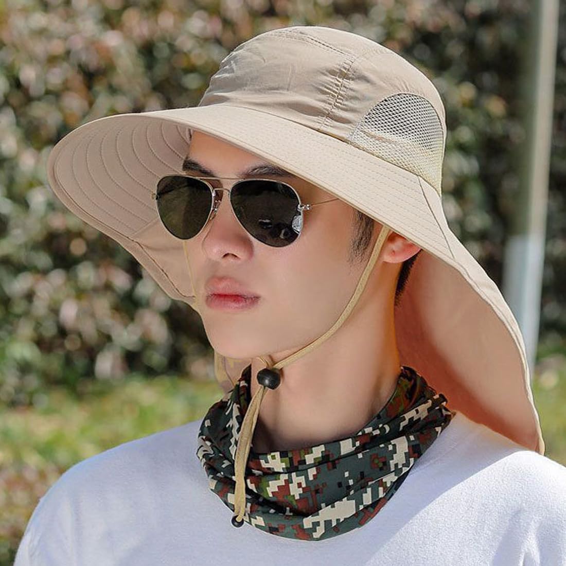 Sonnenhut Herren Damen,Safari Hat,Tropenhut Herren,Sonnenschutz Hut,UPF 50+ Outdoor UV Summer Cap mit Nackenschutz,Nackenschutz Sonne,Atmungsaktiv Verstellbar,Nackenschutz Sonne,Kühlkappe