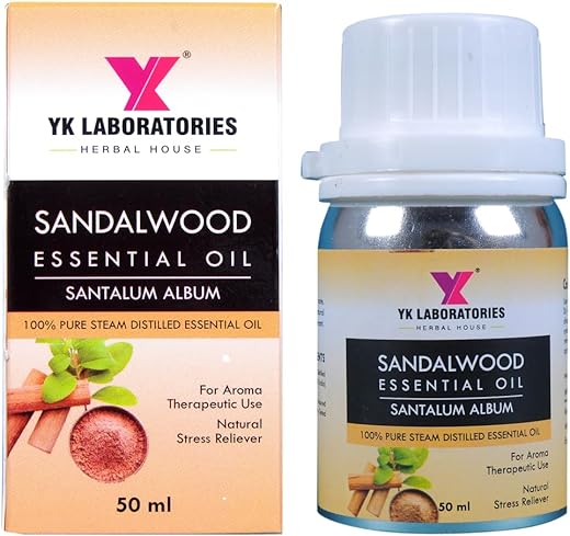 YK Laboratories Sandalwood Essenatil Oil for Skin & Hair Care, Wrinkles & Dark Circles, Aromatherapy Diffuser Oil, Relaxation, Anit Acne | 100% Pure, Natural, Undiluted &…