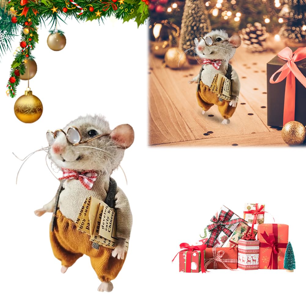 HTU Cute Needle Felted Mouse Handmade Mouse Doll Cute Needle Felted Mouse Needle Felting Mice Christmas Ornaments