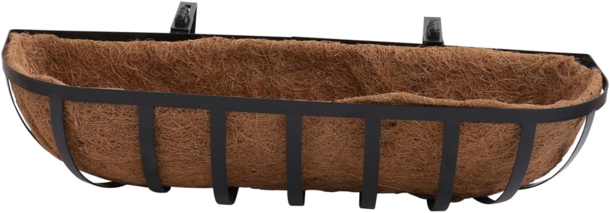 Coconut Palm Hanging Basket Wall Planter 24-inch Metal Flower Pot Holder for Balcony and Outdoor Garden Sundries Container