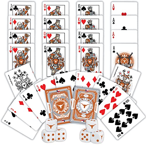 Image of MasterPieces Game Day - NCAA Texas Longhorns 2-Pack Playing Cards & Dice Pack - Officially Licensed Set for Adults and Family