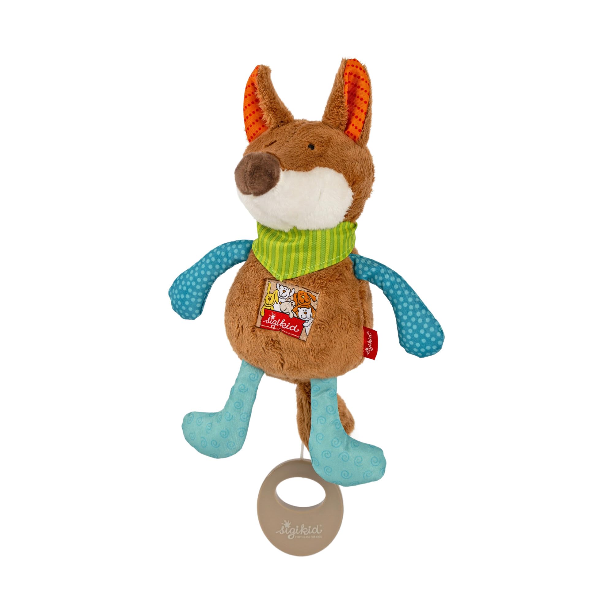 Sigikid 42380 Mini Music Box Fox Music Girls and Boys Baby Toy Recommended from Birth Blue/Brown