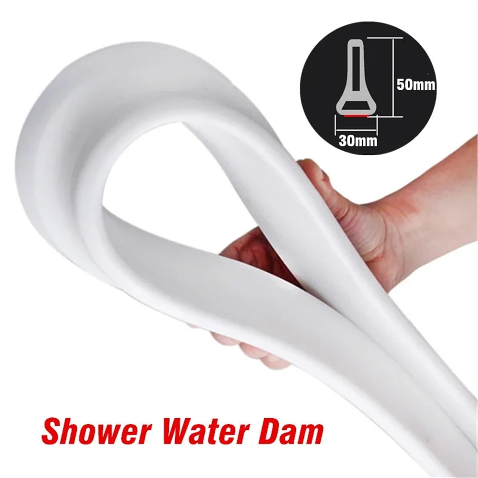 Schwallschutzleiste 50 mm hoher, biegsamer Duschwasserdamm, Badezimmerstopper, Barriere- und Rückhaltesystem, Trocken- Nasstrennung, Überschwemmungsschwellenblocker für Bad und Küche(Gray,120cm)