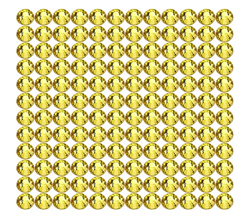 Onwon 288 Pcs Crystal Flat Back Brilliant Round Rhinestones Glass Stones Glitter Gems Faux Diamond for Craft,Nail Art,Shoes,DIY Decorations (SS34 / 7mm, Citrine)