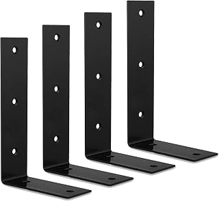 STARVAST 4 Pcs Heavy Duty Shelf Brackets, 175 x 100 x 45mm L Shape Right Angle Shelf Brackets, 90 Degree Angle Wall Mounted Shelf Supporter Bracket Frame, Black