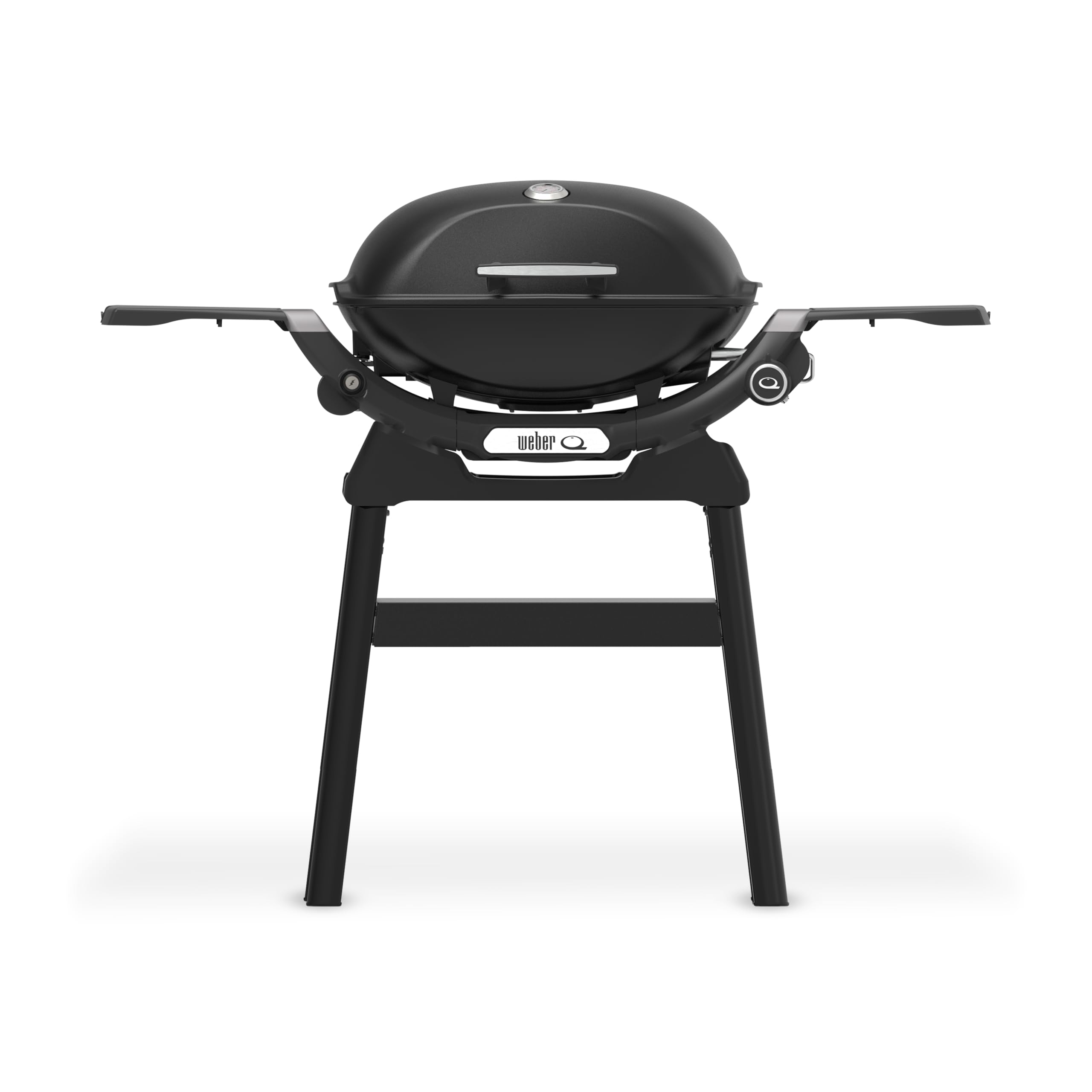 Weber Q 2200N barbecue à gaz avec tablettes latérales et support compact/grill pour terrasses et balcons, avec brûleurs haute performance, grilles en fonte émaillée, noir minuit