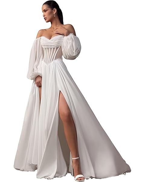 Western Wedding Dresses for Bride Lace Appliques Simple Boho Beach Bridal Ball Gown...