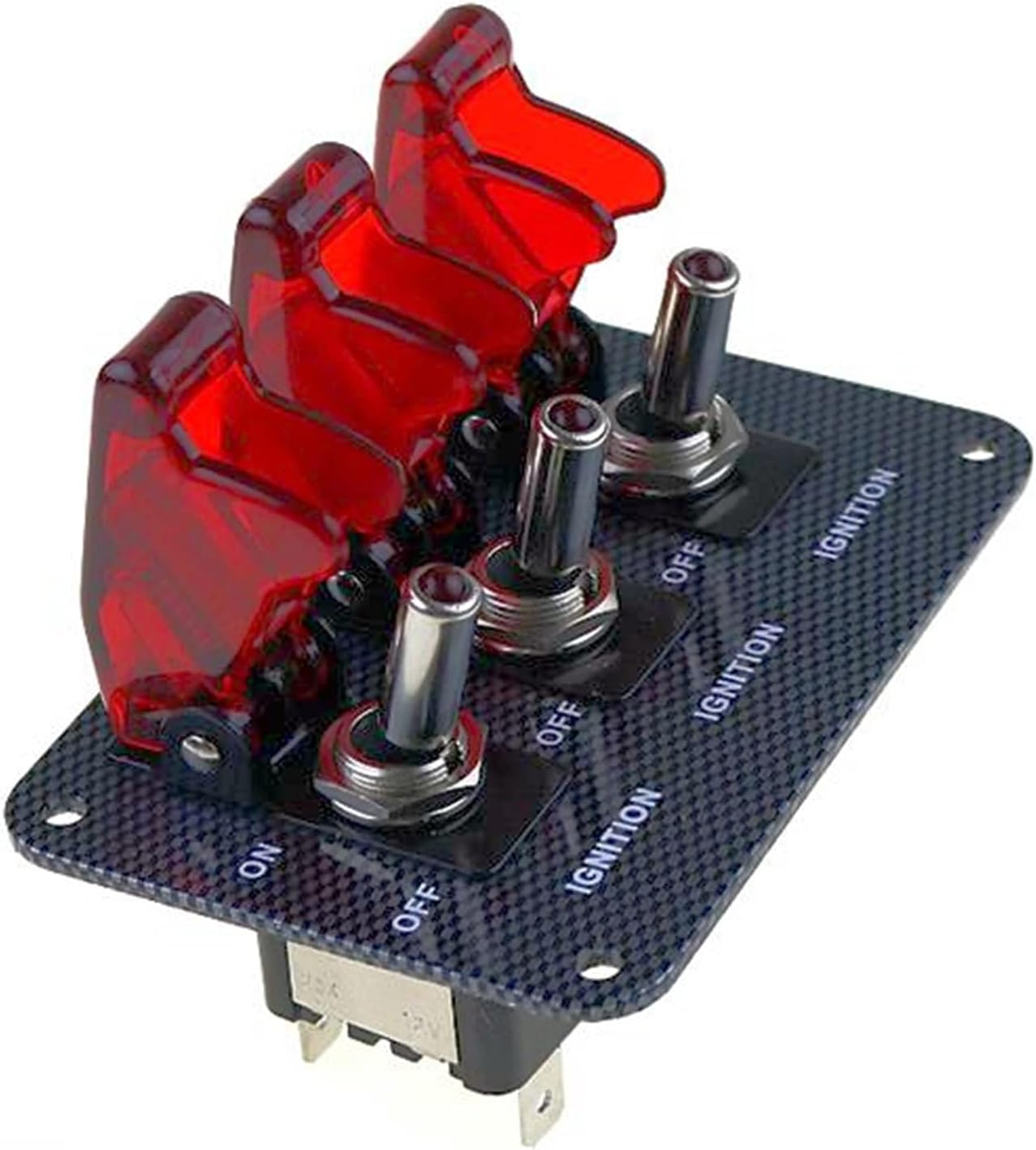 Red DC12V-20A LED Indicator Switch Combination Switch Carbon Fiber Surface Pane
