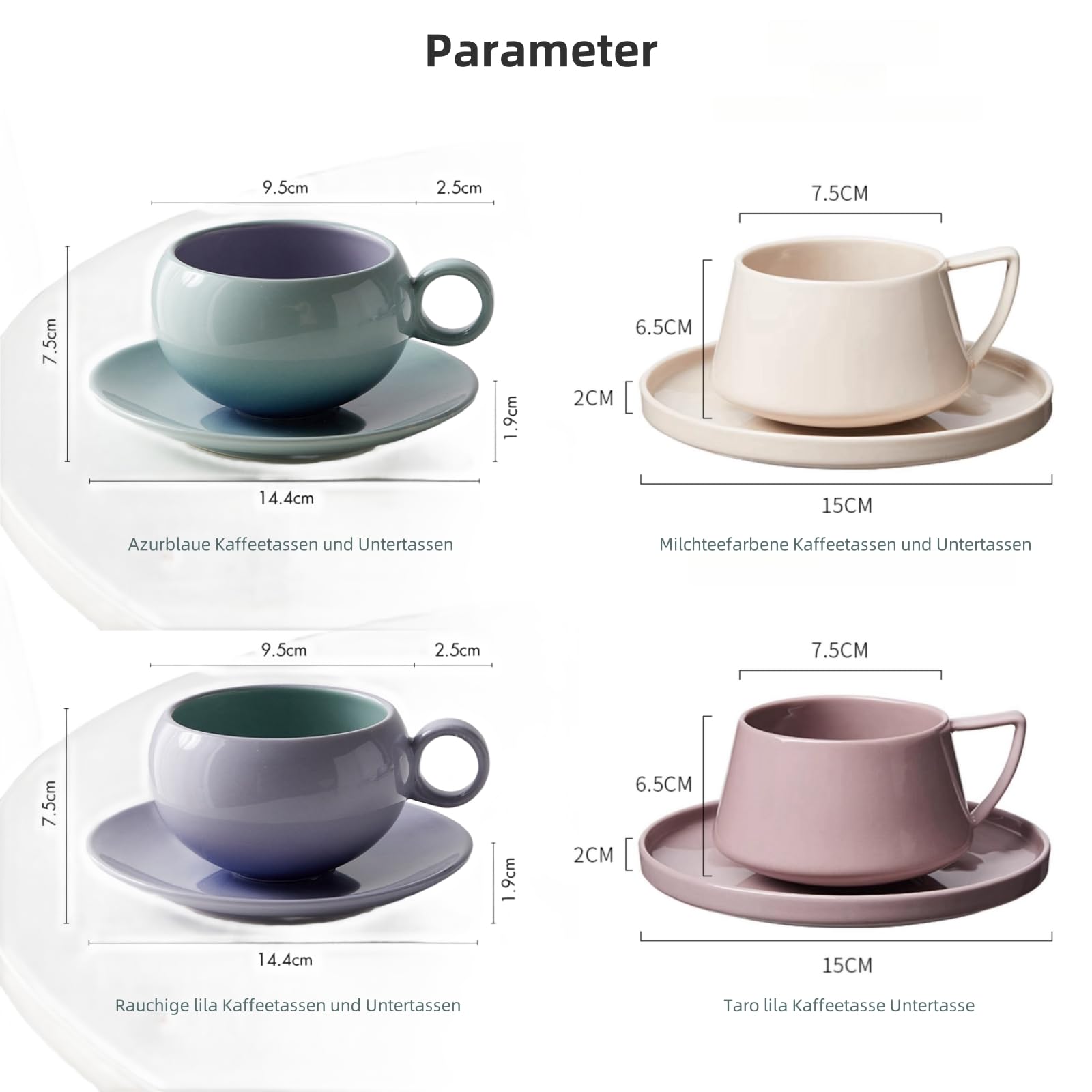 Filiżanki do kawy, filiżanki ceramiczne, zestawy spodków po zakończeniu noon, prezenty dla przyjaciół, prezenty bożonarodzeniowe (fioletowe taro)