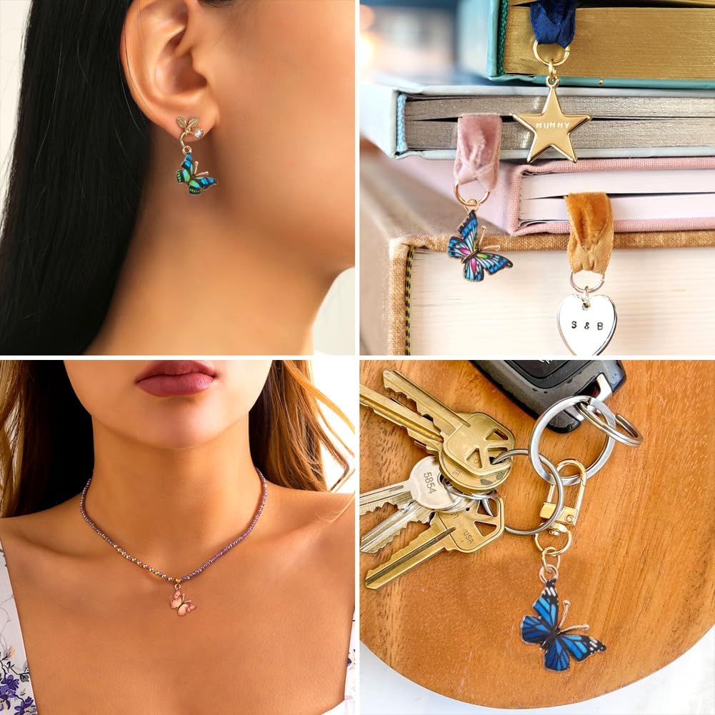 Enamel Butterfly Charms Colorful Insect Animal Metal Charms Assorted Flying Butterflies Dangle Pendants Cute Hang Ornament for DIY Crafts Jewelry Making - Image 6