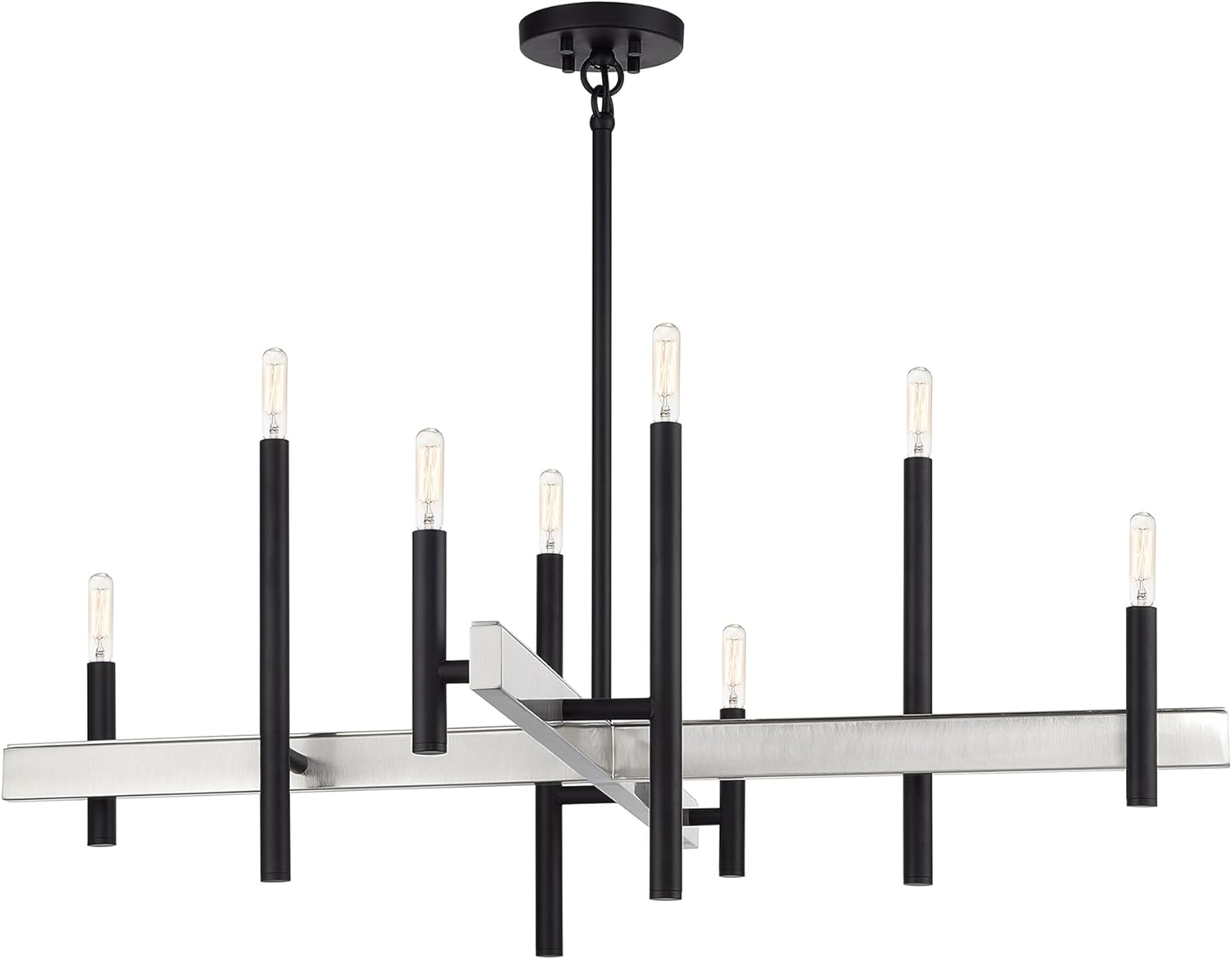 Livex Lighting, 49347-04, Denmark Collection, 8 Light Black Large Chandelier with Brushed Nickel Accents