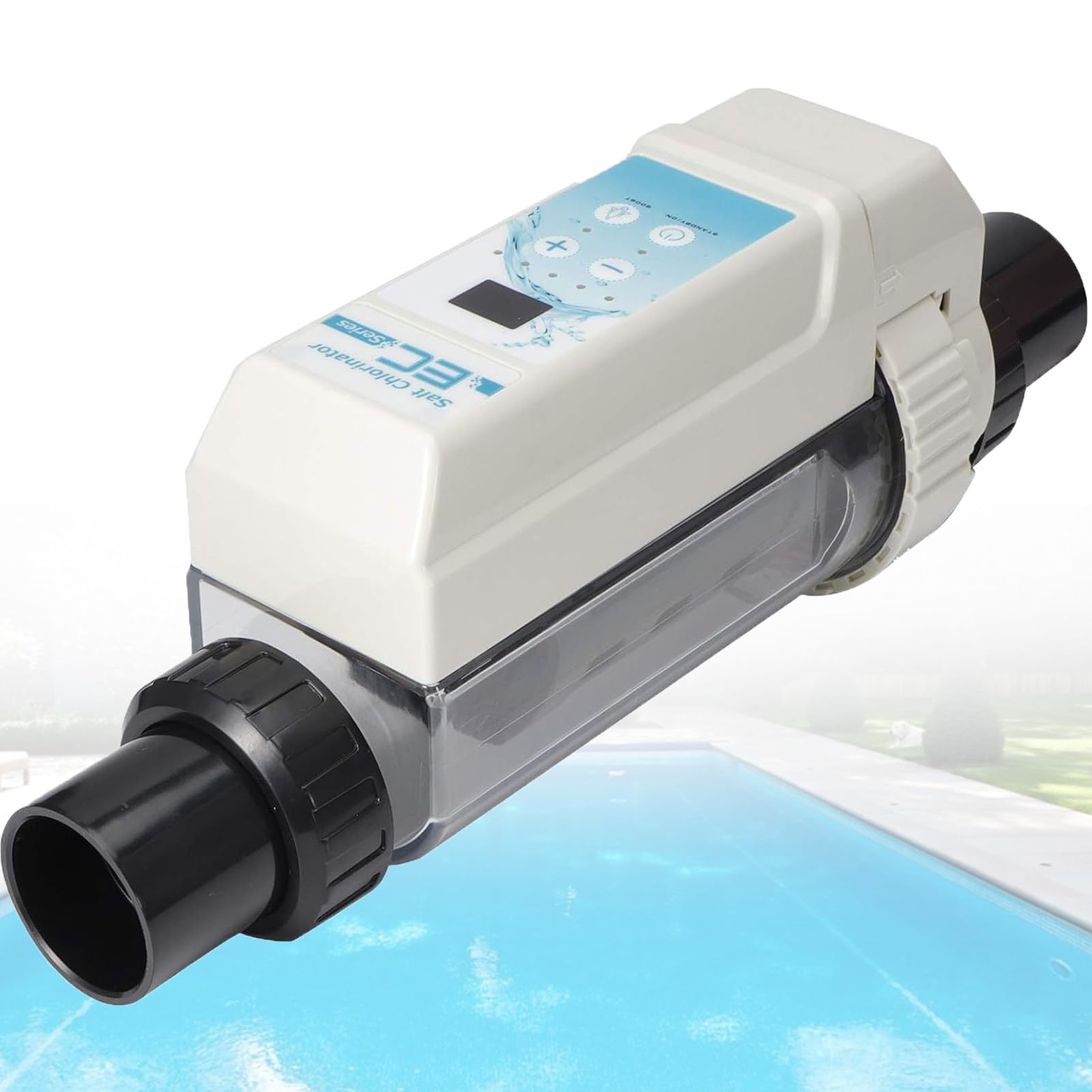 Clorador De Sal por ElectróLisis, Clorador De Agua Salada para Piscinas, Generador De Cloro Salado, Celda De Sal para Generador De Piscinas, FuncióN De Limpieza AutomáTica 60cubePool
