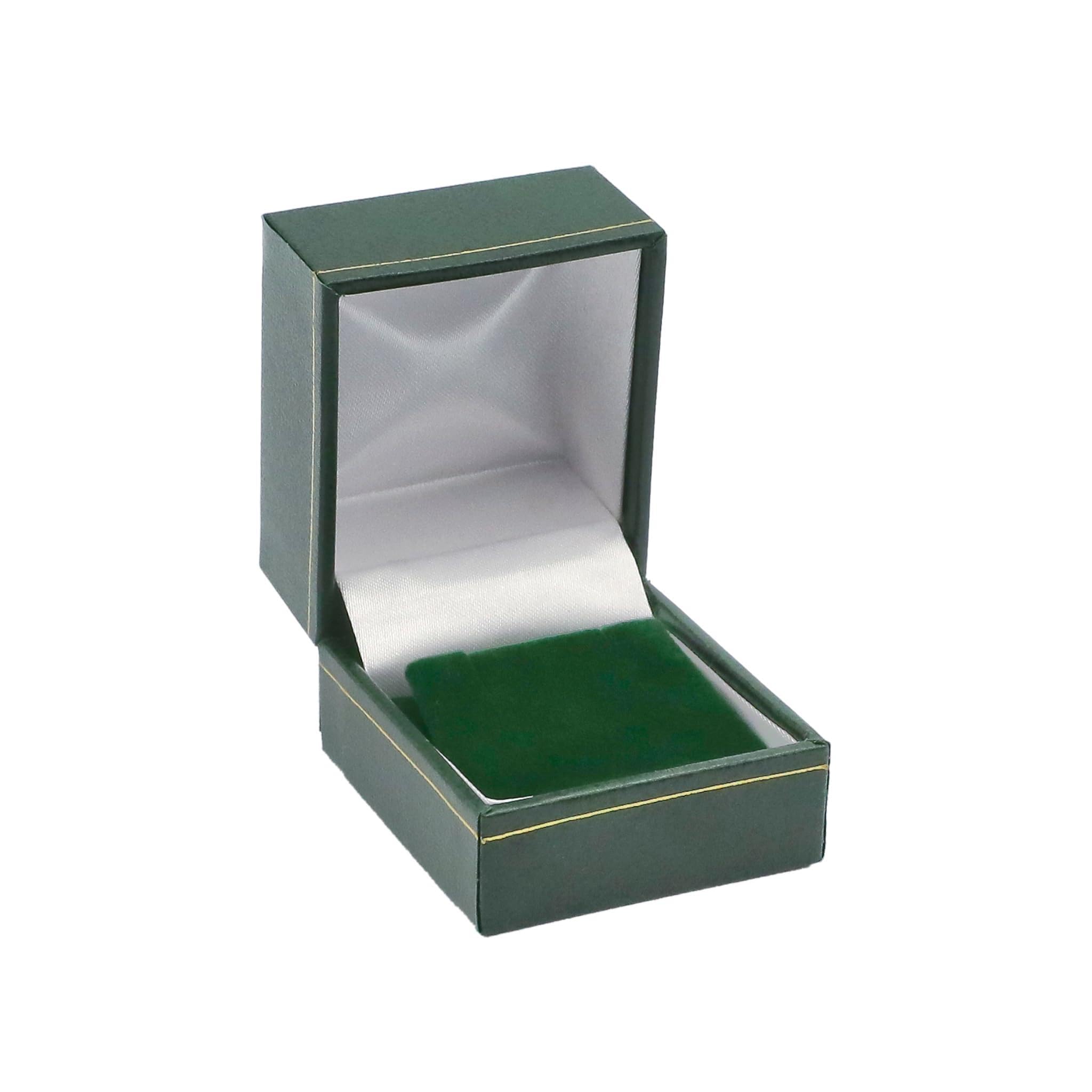 Noble Pack Green Eco-Friendly Earring Boxes – Earring Presentation Box & Earring's Box Gift, Leatherette & Paper-Covered Box With Gold Accent, Velvet Insert & Satin Lined Lid – Wedding, Engagement & Anniversary