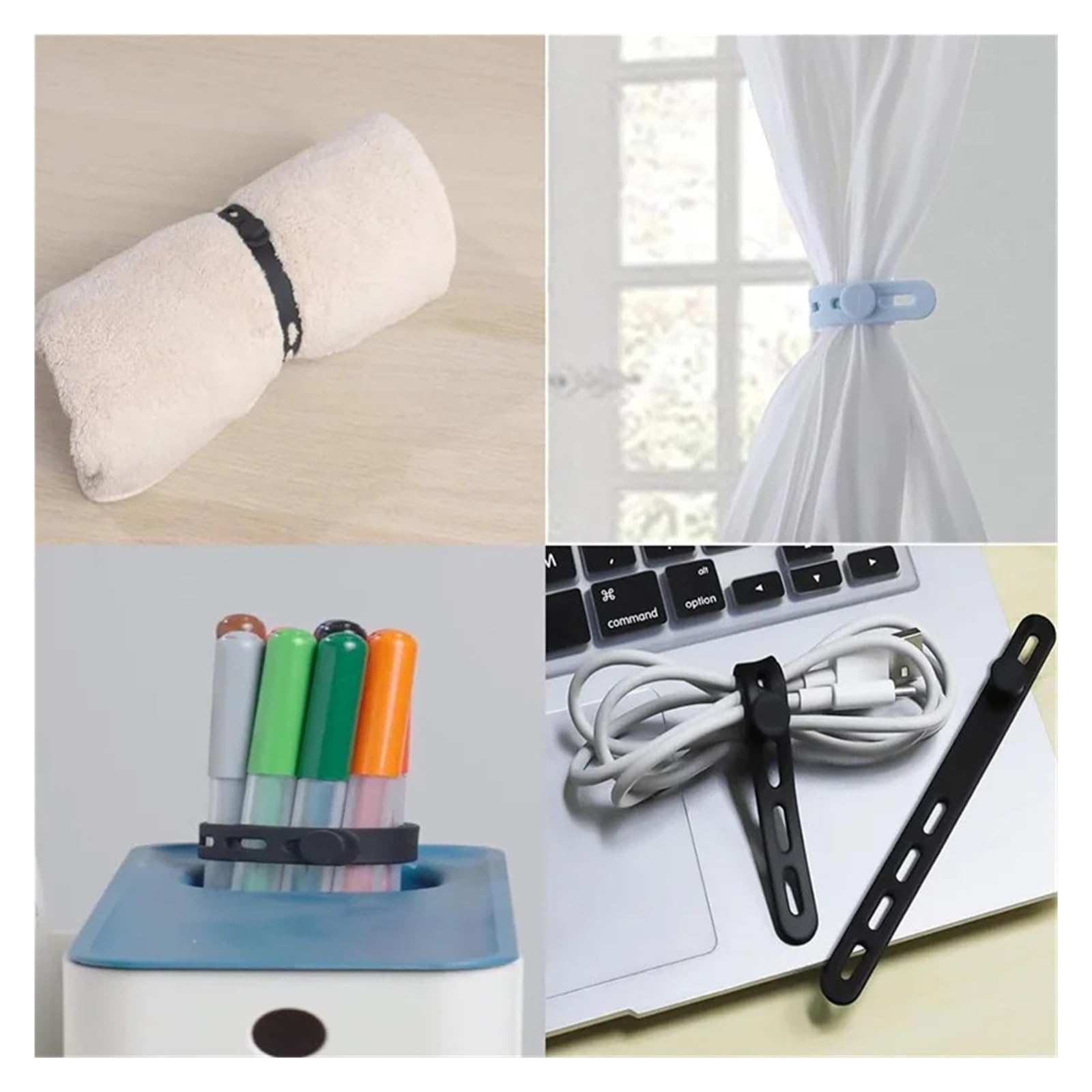Bridas de nailon autoblocantes, 10 Uds. Bridas de cables silicona coloridas, ajustables, reutilizables, organizador resistente, gestión for sujetar y(Pink)