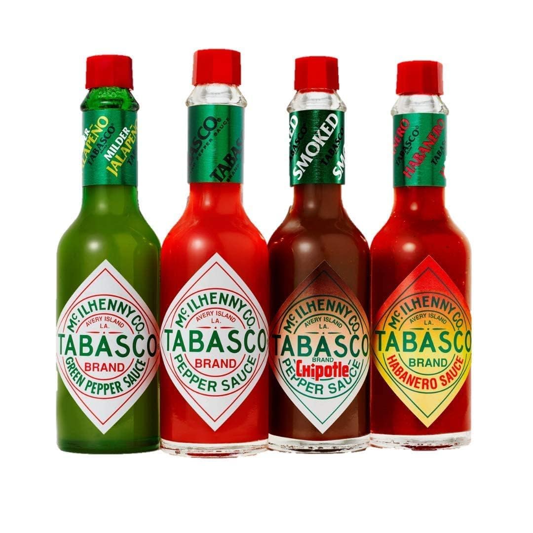 TABASCO Set de Salsas 4 Piezas 60ml Botellas de Vidrio Chile Natural