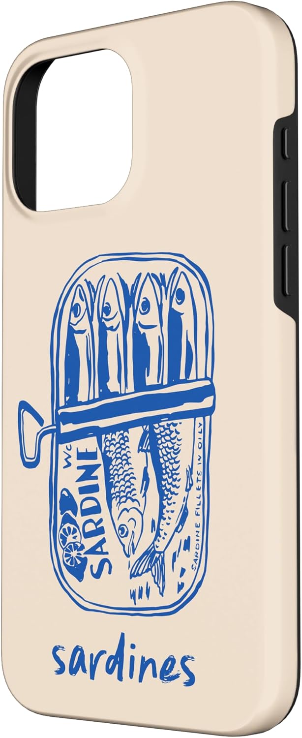 Retro European Summer Sardines Fish Vintage Case for iPhone 16 Pro Max