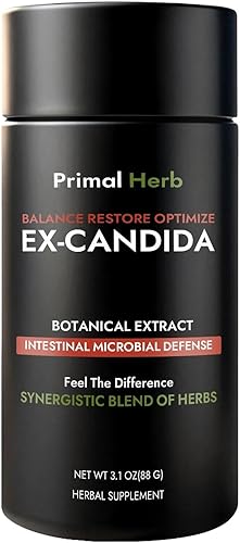 Suplemento de apoyo digestivo Primal Herb Ex-Candida - Apoyo al equilibrio intestinal y microbiano, comodidad digestiva y alivio de la hinchazón,