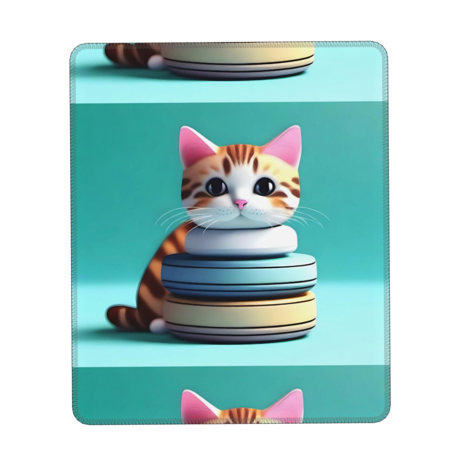 Cute Stacking Cat Pattern Mouse Pad Gaming Non-Slip Rubber Base Rectangular Mouse Mat for Desktop Computer Laptop Gaming Office 7.9 X 9.5 in