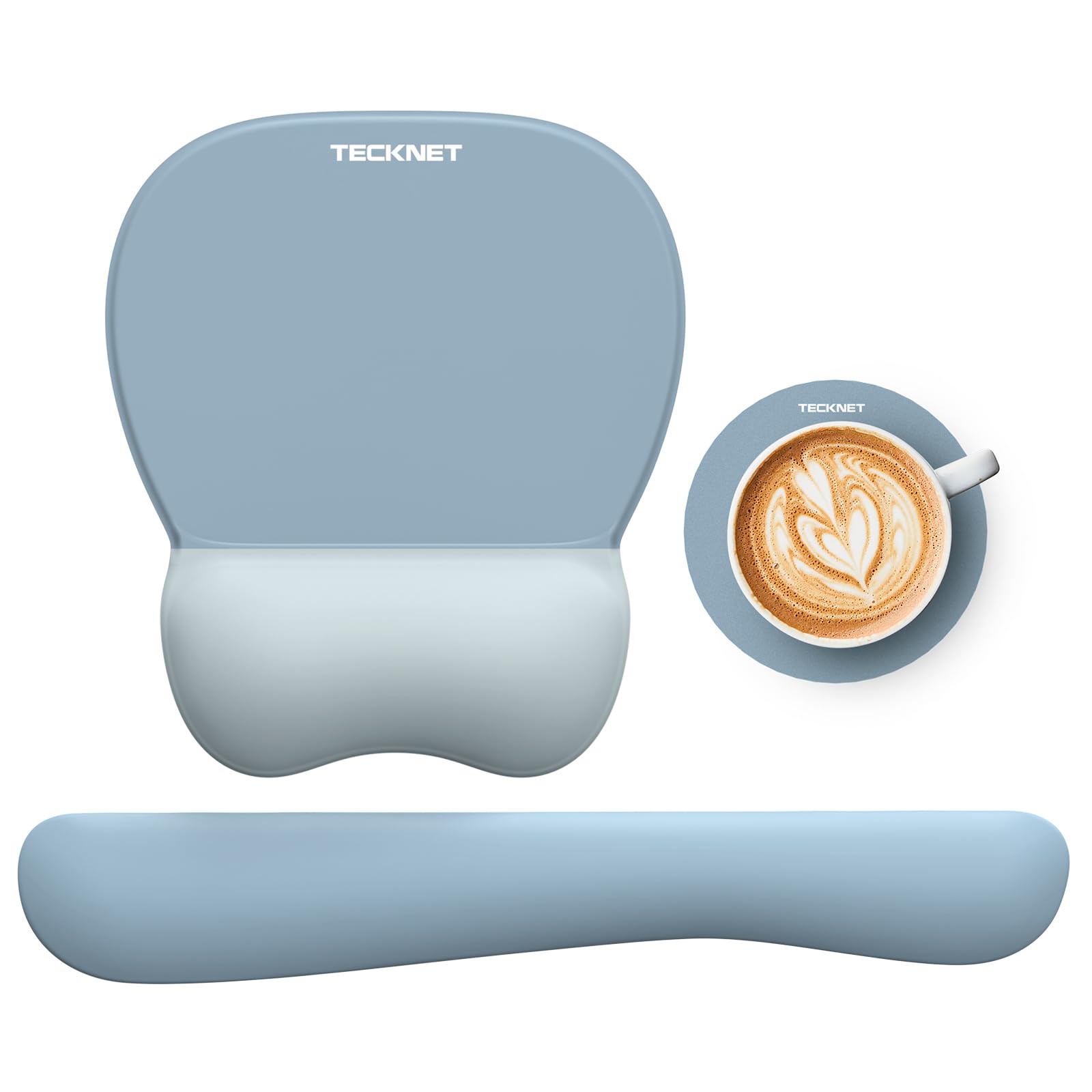 Photo 1 of ***NO CUP PAD*** TECKNET Gel Mouse Pad with Wrist Rest, 3 in 1 Keyboard Wrist Rest for Pain Relief, Non-Slip PU Base & Easy Typing, Ergonomic Mousepad Set for Office & Home