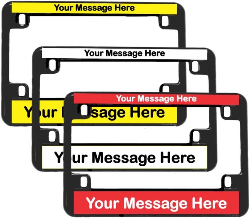 Custom Motorcycle License Plate Frame Personalize On Line Now (Black Metal Frame)