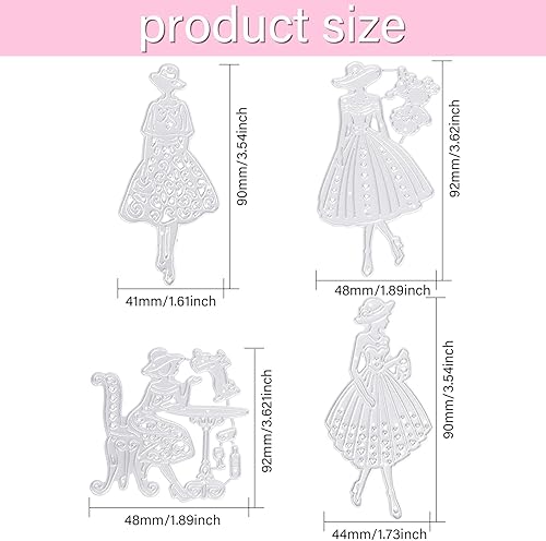 Miniatura 2 de GLOBLELAND 4 troqueles de corte de metal para dama, té de la tarde, elegantes troquelados para manualidades, álbumes de recortes, boda, cumpleaños,