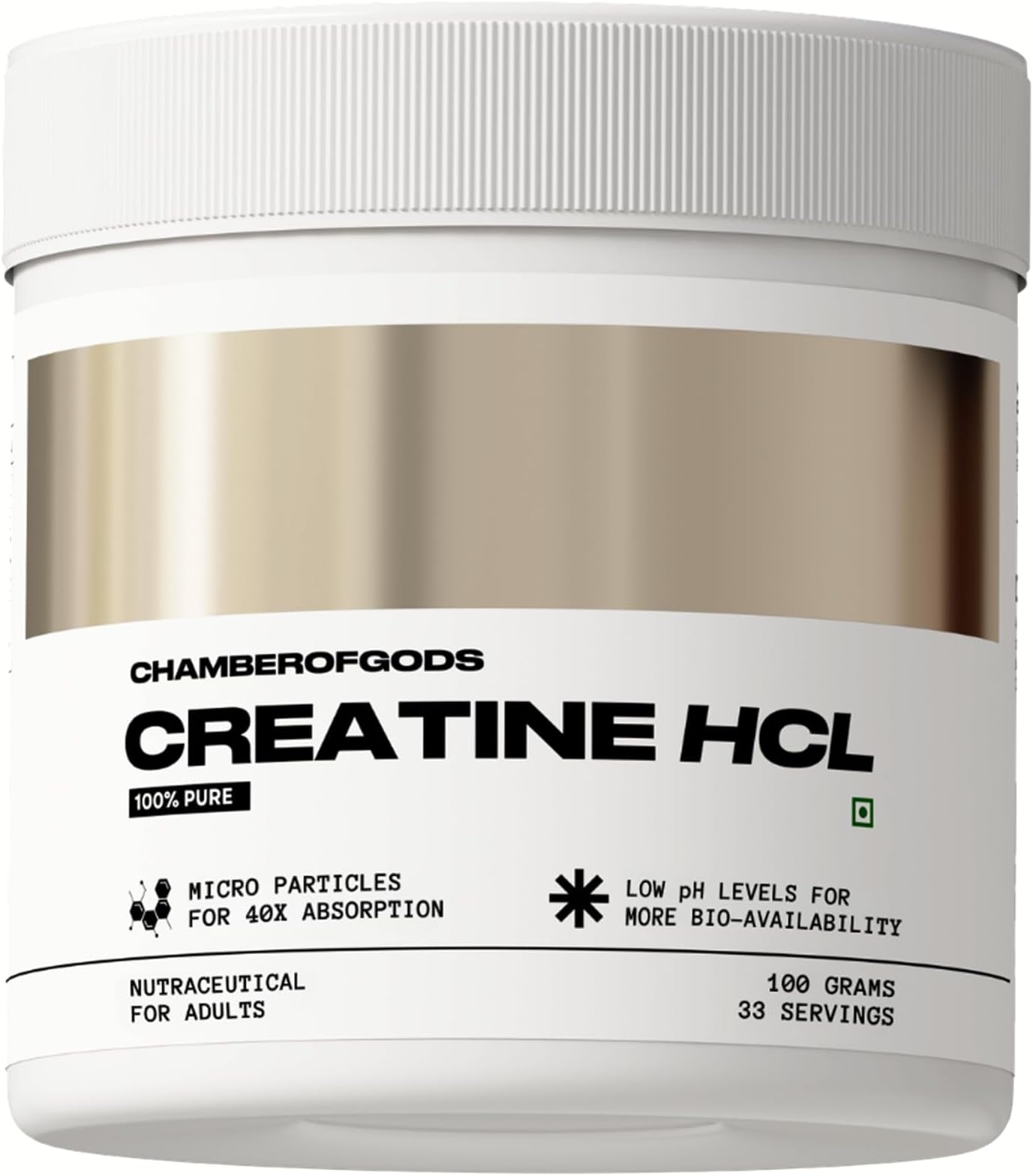 Chamberofgods Creatine HCL | 100% Pure Unflavoured | 33 Servings