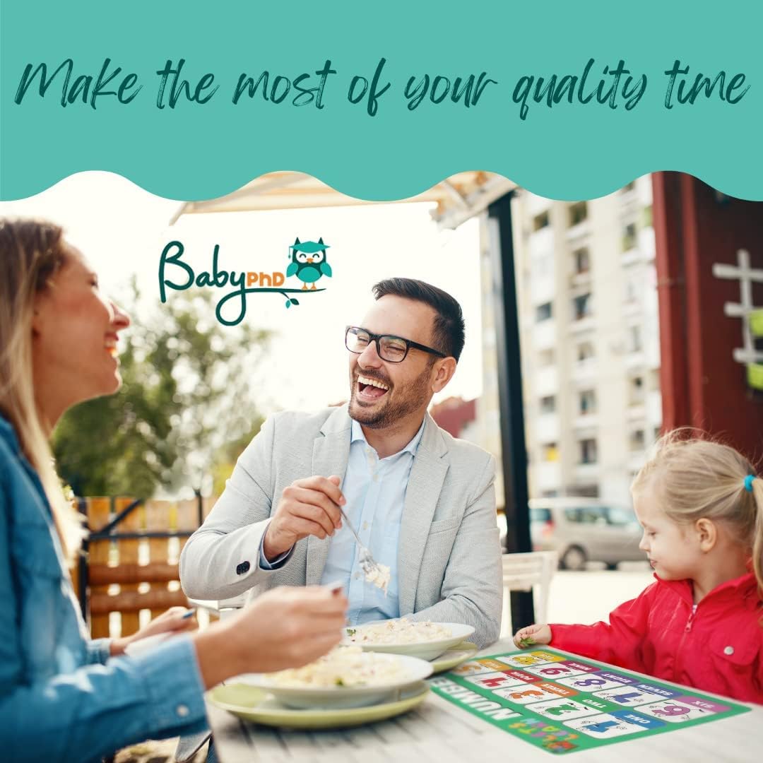 Baby PhD - Let's Learn Design Pack - Disposable Placemats for Babies & Toddlers - 60 Count