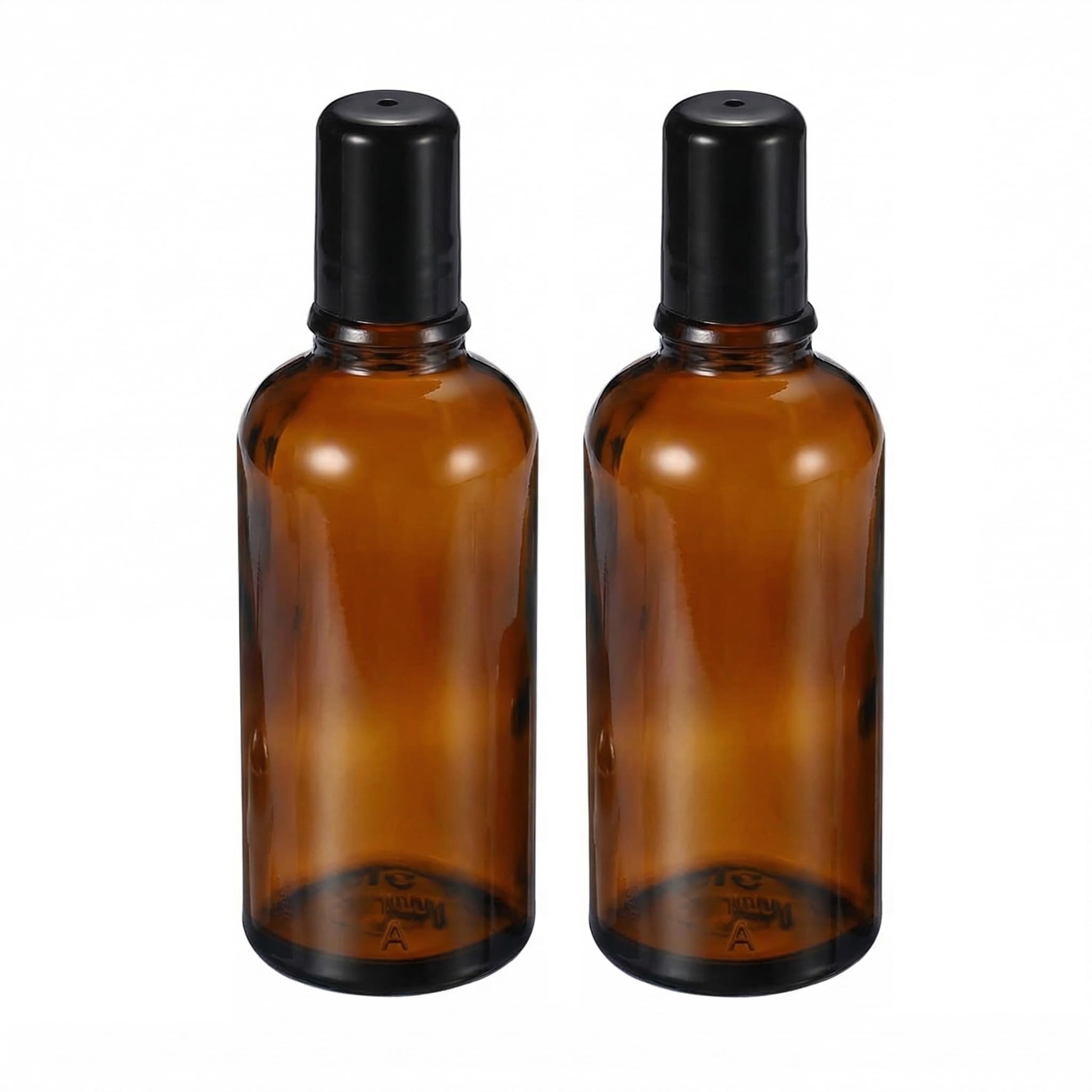 2PCS 100ML Upscale Empty Refillable Amber Glass Roll on Bottles Essential Oil Perfume Roller Bottles with Stainless Steel Roller Ball and Black Cap Attar Bottle-image-9