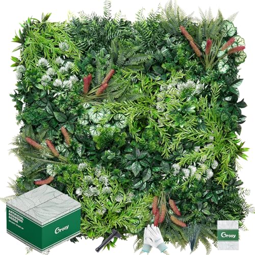 6PCS Grass Wall Panels, 20"x20" Artificial Ivy Greenery Wall Backdrop, UV-Anti Faux Boxwood Grass Panels Green Wall Decor for Garden Patio Balcony