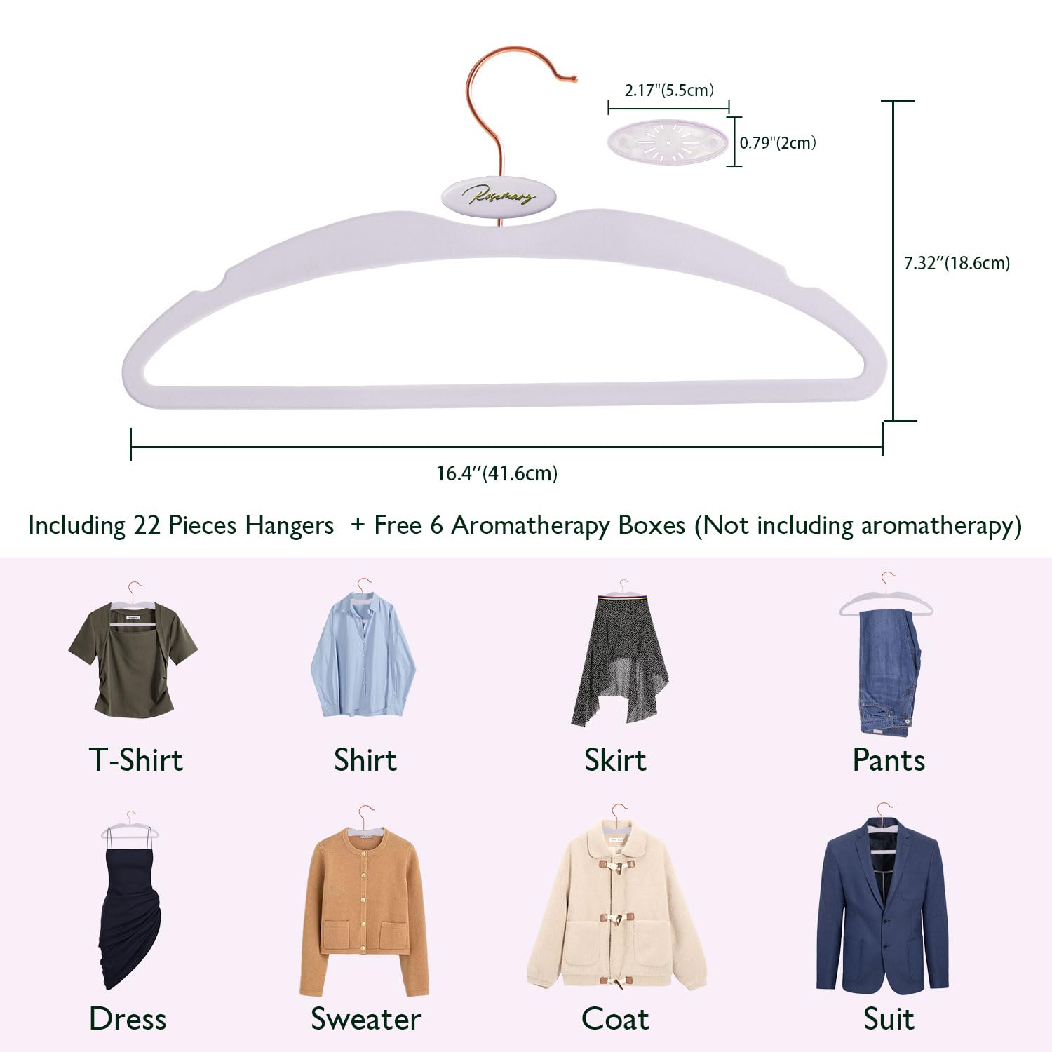 ManGotree Velvet Coat Hangers with Empty Aromatherapy Boxes, Non-Slip Short Neck Hangers - Image 3