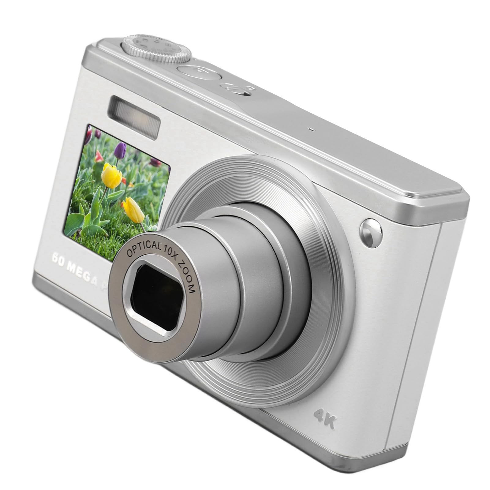 4K Digital Camera for Photography, 10x Optical Zoom Digital Camera, Autofocus with Ultra HD Dual Screen, 60MP Anti-shake Portable Outdoor Video Camera, Camcorder for (White