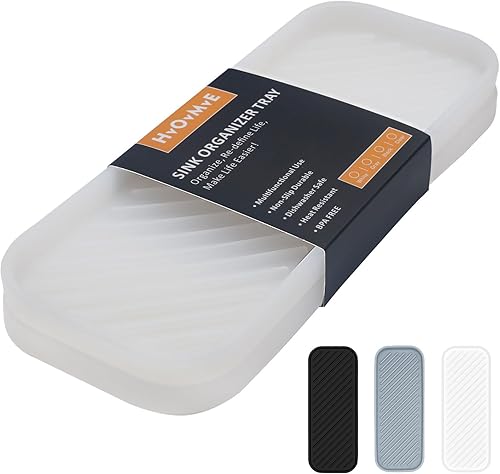 HvOvMvE Bandeja organizadora de silicona, soporte de jabón y esponja para fregadero de cocina, baño, bandeja de almacenamiento para cepillo de HvOvMvE Bandeja organizadora de silicona, soporte de jabón y esponja para fregadero de cocina, baño, bandeja de almacenamiento para cepillo de