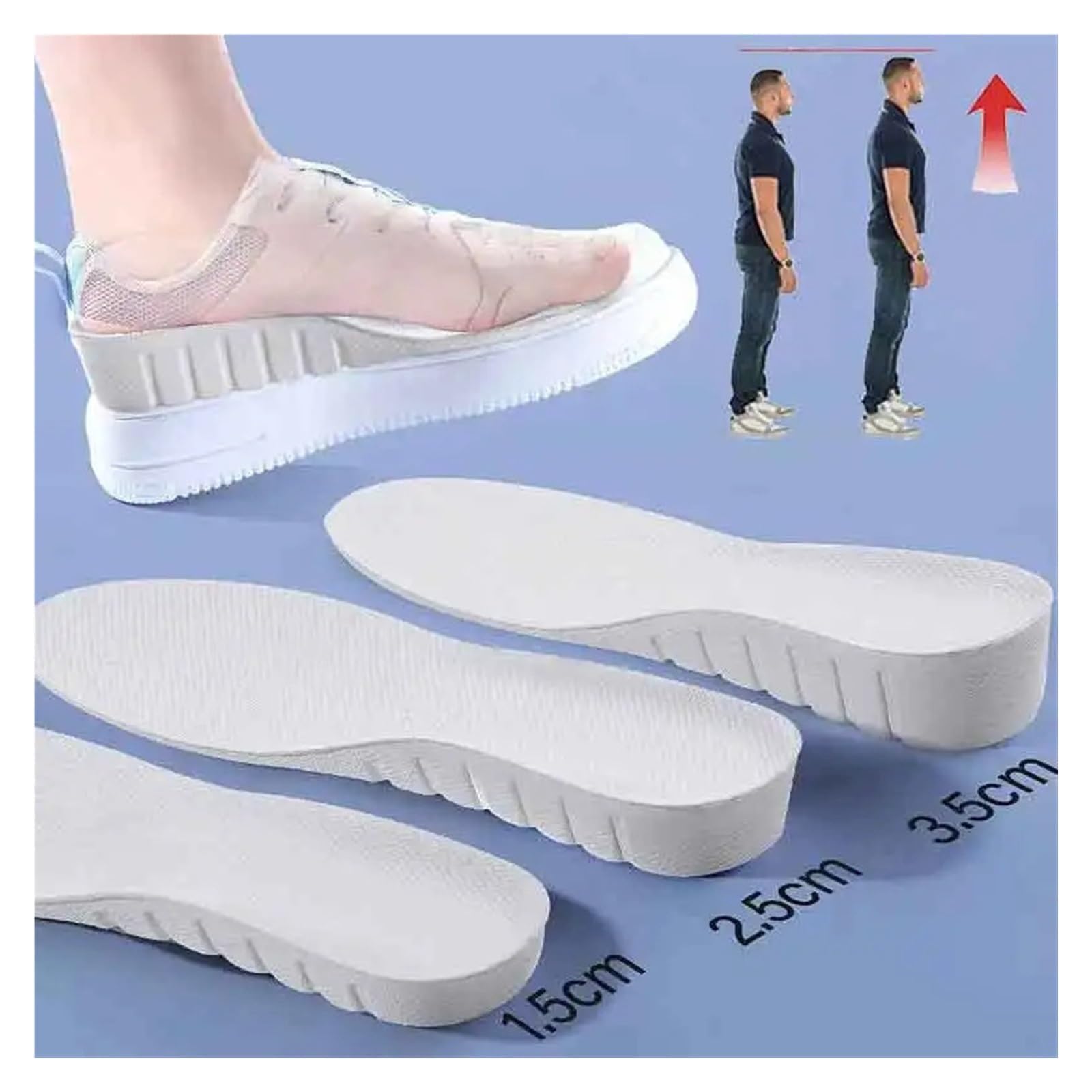 Solette per aumentare l'altezza 3 paia di solette invisibili for aumentare l'altezza dei piedi, traspiranti, for dell'ascensore, modelli(Boost3.5cm,EU39-40(250mm))