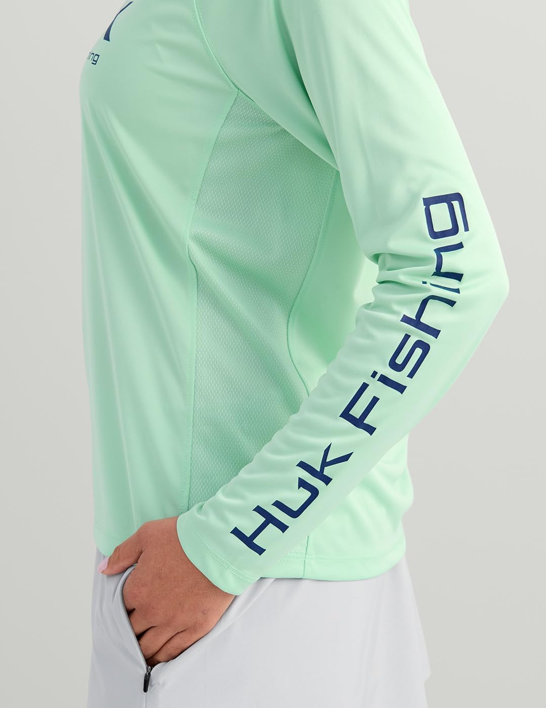 HUK Women's Pursuit Long Sleeve, Performance Shirt + Sun Protection, Seafoam Mist - Image 4