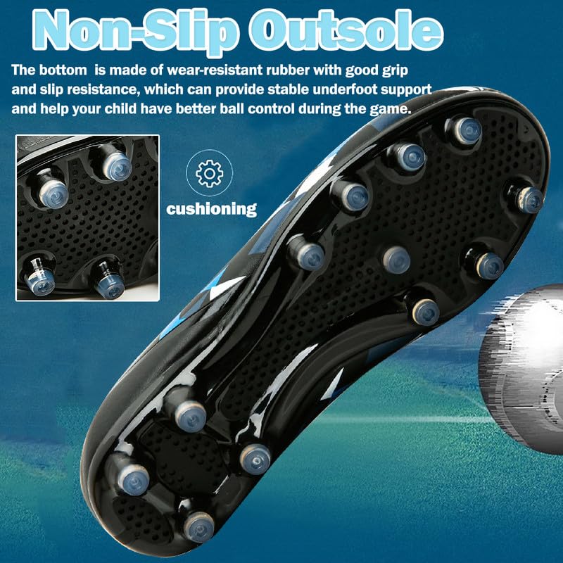 MIFAWA Kids Soccer Cleats Boys Girls Soccer Cleats Youth Football Cleats Boys Kids Firm Ground Soccer Cleats for Boys Girls Athletic Outdoor Football Shoes Youth Baseball Cleats Boys Girls - Image 4